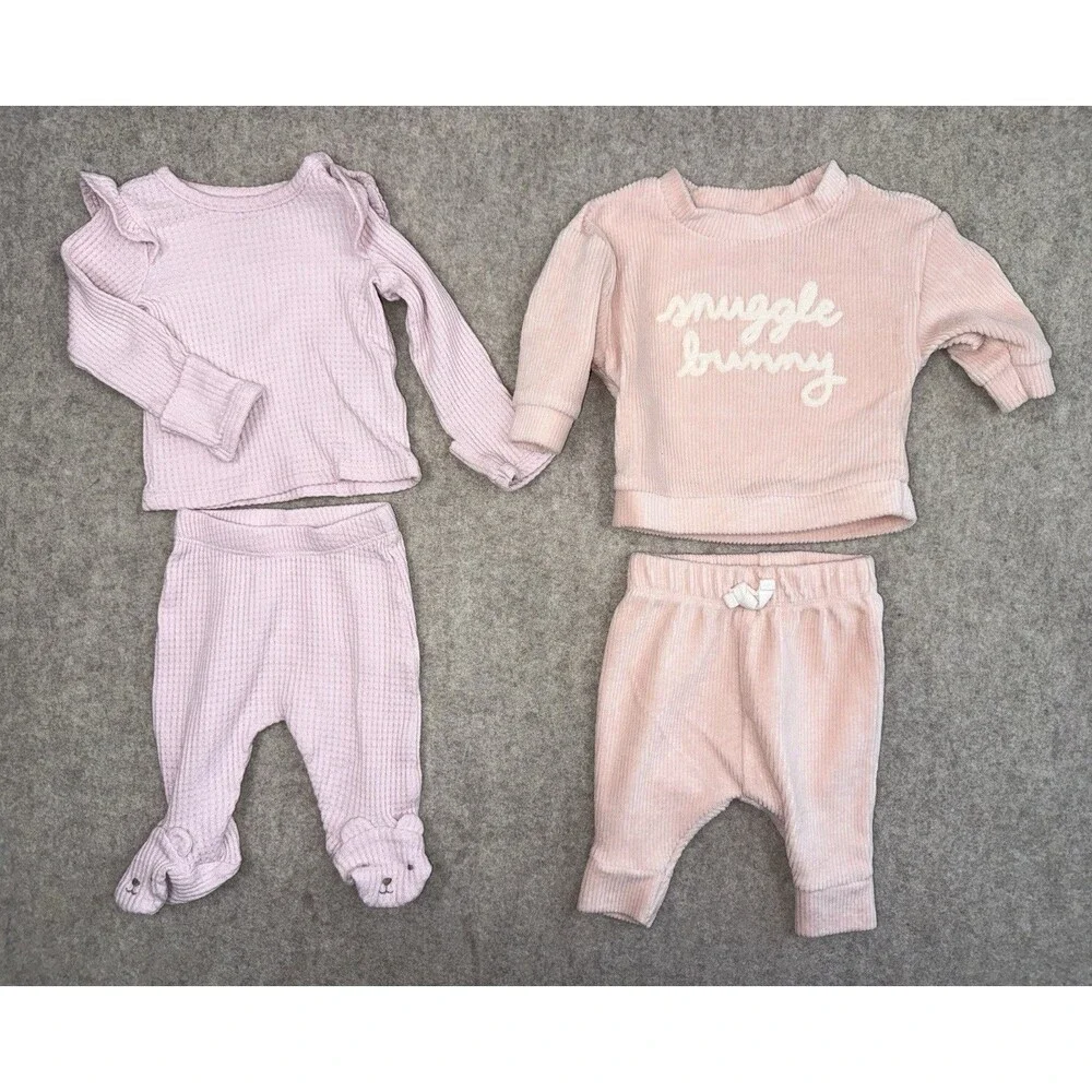 Carters Baby Girl Newborn 2 Piece Sets- 2 Included Both Pink